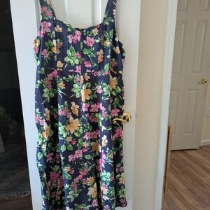 Old Navy Navy Floral Sundress with Pink, Yellow & Green Flowers